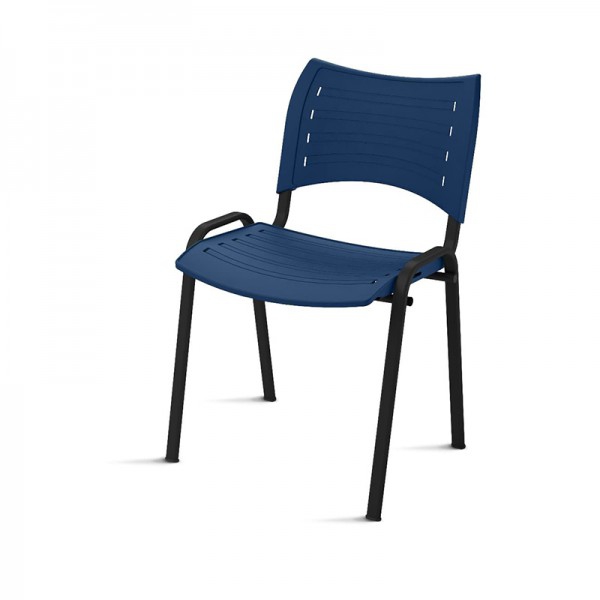 Eleganter Stuhl mit schwarzer Epoxidstruktur und blauer Kunststoffschale